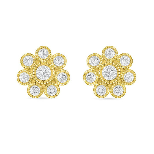 0.1 CT. T.W. Composite Diamond Flower Stud Earrings in 10K Gold