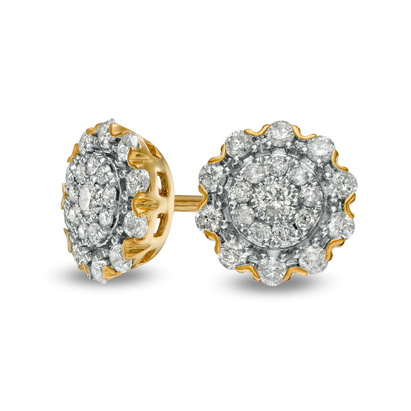 0.33 CT. T.W. Composite Diamond Flower Frame Stud Earrings in 10K Gold