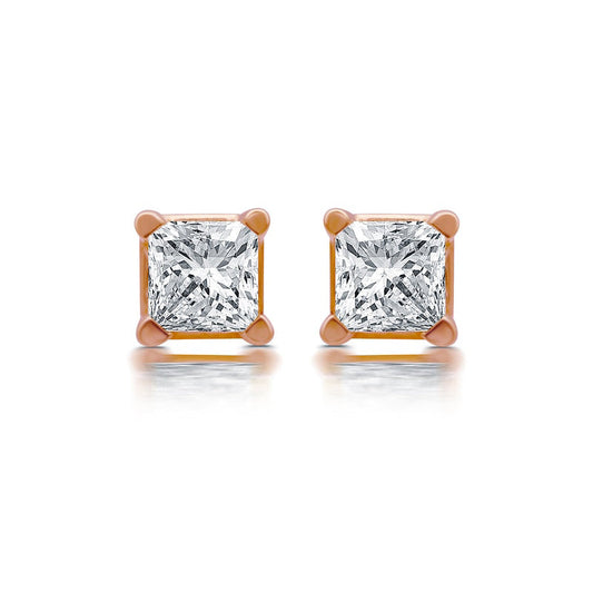 0.2 CT. T.W. Princess-Cut Diamond Solitaire Stud Earrings in 14K Rose Gold (J/I3)