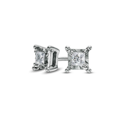 0.33 CT. T.W. Princess-Cut Diamond Solitaire Stud Earrings in Sterling Silver