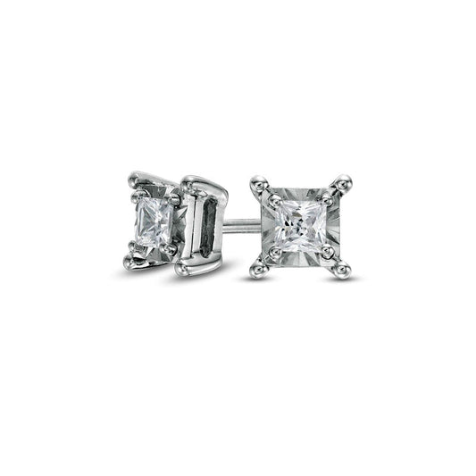 0.33 CT. T.W. Princess-Cut Diamond Solitaire Stud Earrings in Sterling Silver
