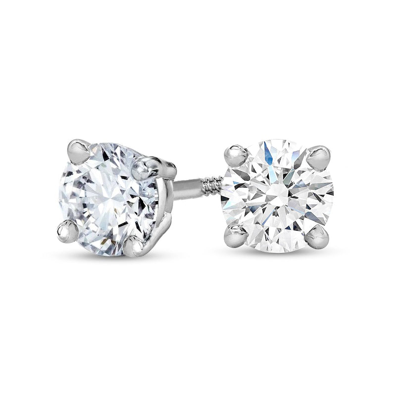 0.38 CT. T.W. Certified Diamond Solitaire Stud Earrings in 14K White Gold (J/VS2)