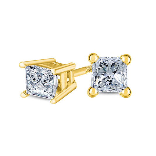 0.38 CT. T.W. Certified Princess-Cut Diamond Solitaire Stud Earrings in 14K Gold (J/VS2)