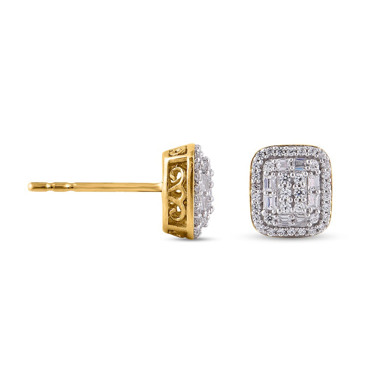 0.33 CT. T.W. Composite Diamond Rectangular Frame Stud Earrings in 10K Gold