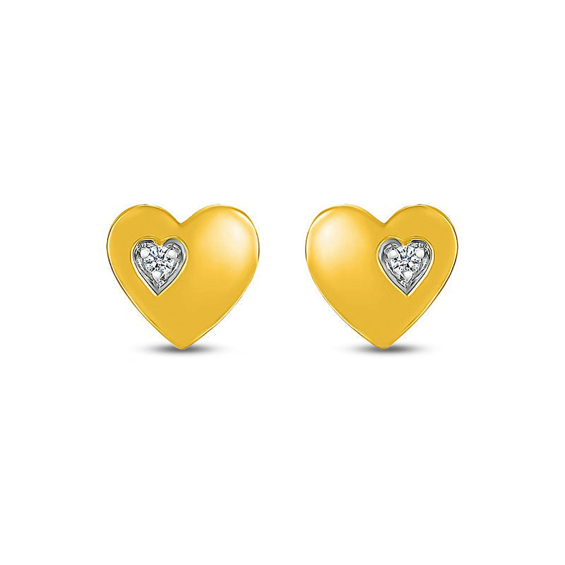White Lab-Created Sapphire Accent Heart Stud Earrings in 10K Gold
