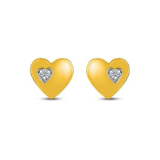 White Lab-Created Sapphire Accent Heart Stud Earrings in 10K Gold