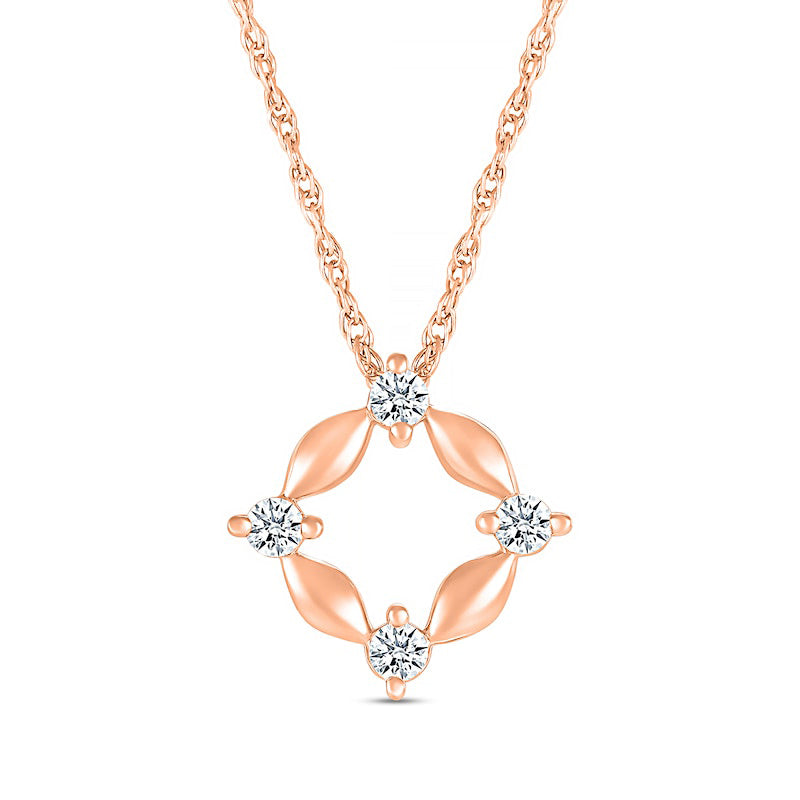 White Lab-Created Sapphire Open Compass Pendant in 10K Rose Gold