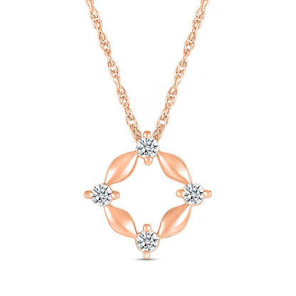 White Lab-Created Sapphire Open Compass Pendant in 10K Rose Gold