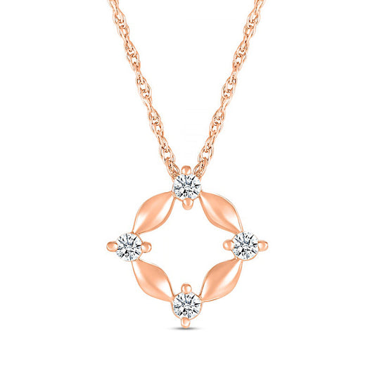 White Lab-Created Sapphire Open Compass Pendant in 10K Rose Gold