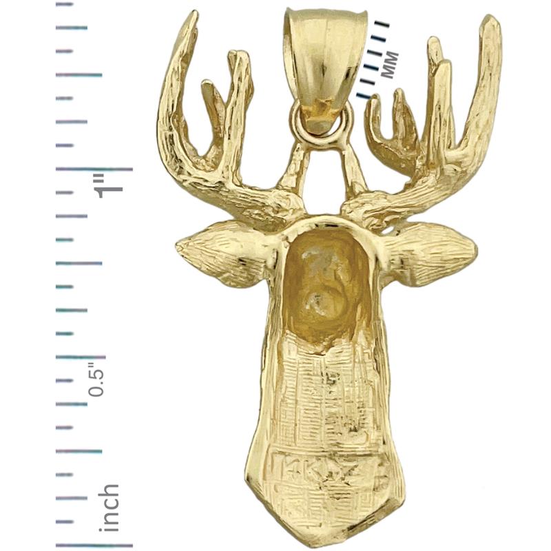 14K Gold Neck High Deer Head Pendant –