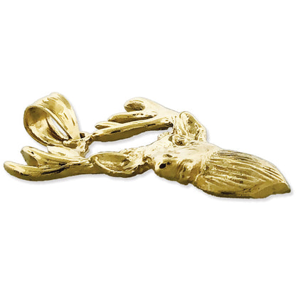 14K Gold Deer Head with Antlers Pendant