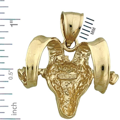 14K Gold Ram Head Pendant