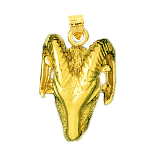 14K Gold Ram&#39;s Head Pendant