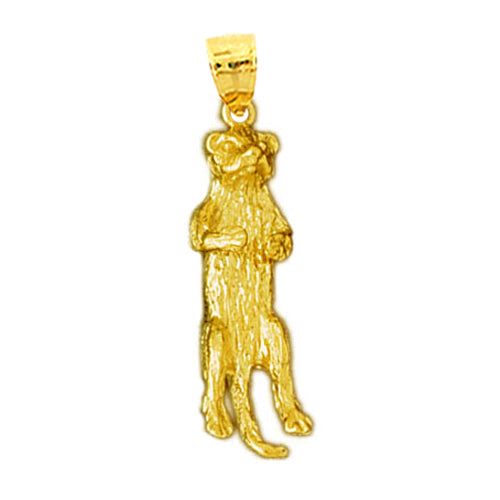 14K Gold 3D Badger Pendant