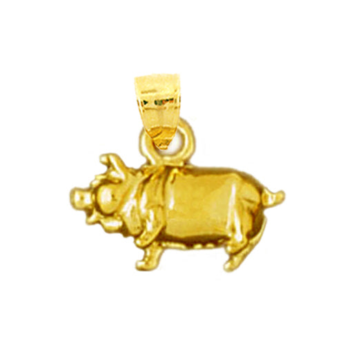 14K Gold 3-D Pig Charm