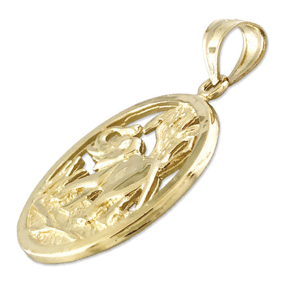 14K Gold Encircled Elephant Pendant