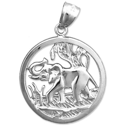 14K Gold Encircled Elephant Pendant