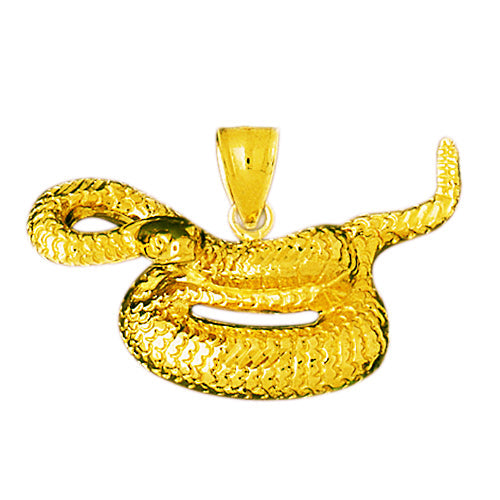 14K Gold Coiled Snake Pendant