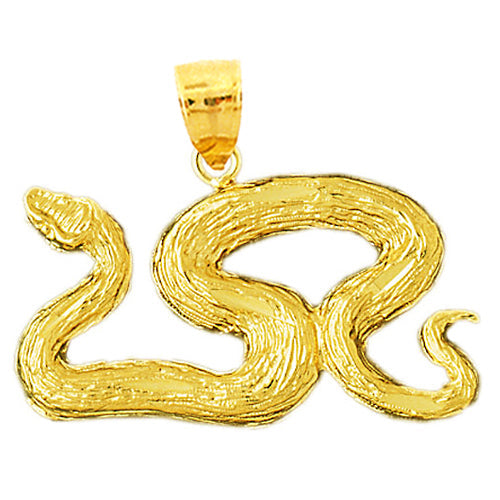 14K Gold 35MM Snake Pendant