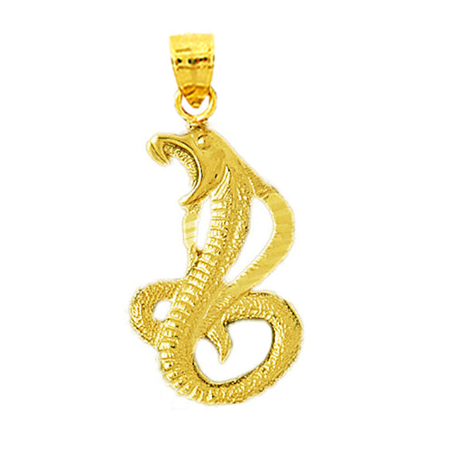14K Gold Hissing Cobra Pendant