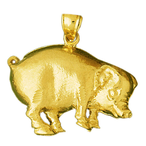 14K Gold Piggy Pendant