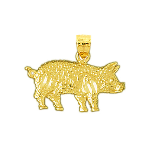 14K Gold Pig with Curly Tail Pendant
