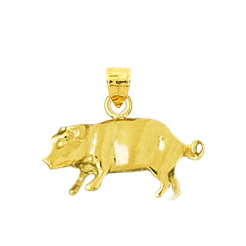 14K Gold 3D Pig Charm