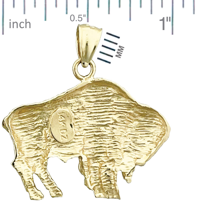 14K Gold American Bison Pendant