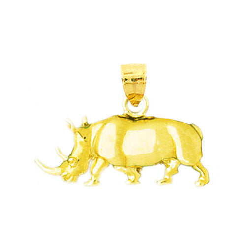 14K Gold Rhinoceros Pendant