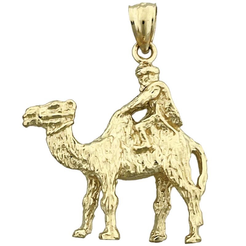 14K Gold 3D Camel with Rider Pendant