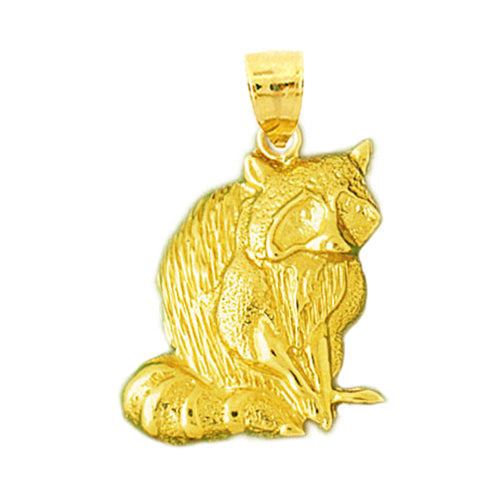 14K Gold 25MM Raccoon Pendant