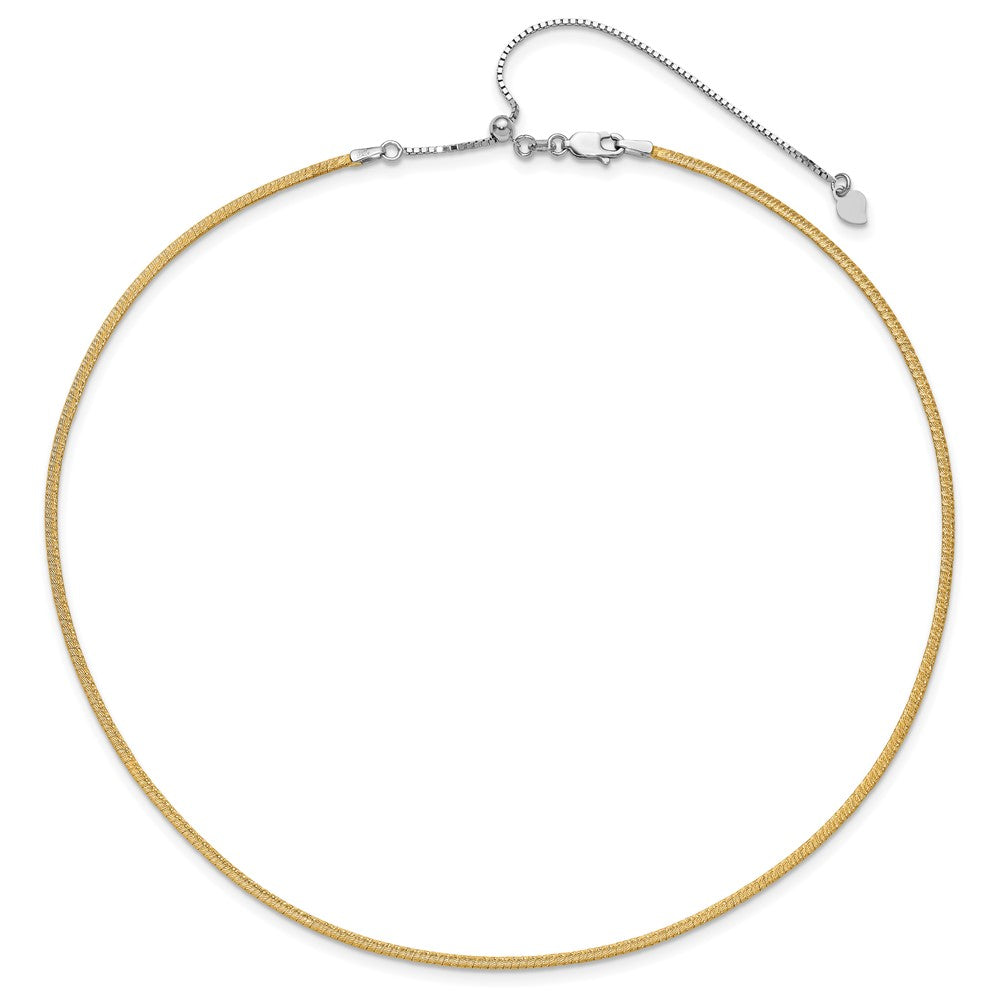 14K Two Tone D/C Reversible 2mm Adjustable Omega Necklace
