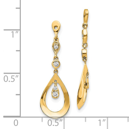 14K Yellow Gold 1/8 carat Diamond Teardrop Dangle Earring Jackets