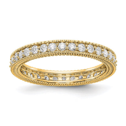 14K Yellow Gold Polished 3/4CT Milgrain Edge Diamond Eternity Wedding Band Ring
