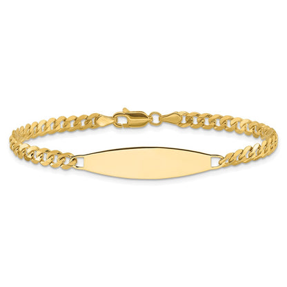14K Yellow Gold Polished Solid Chain/Solid Plate Flat Curb Link 29.5x8mm Plate 7 Inch ID Bracelet