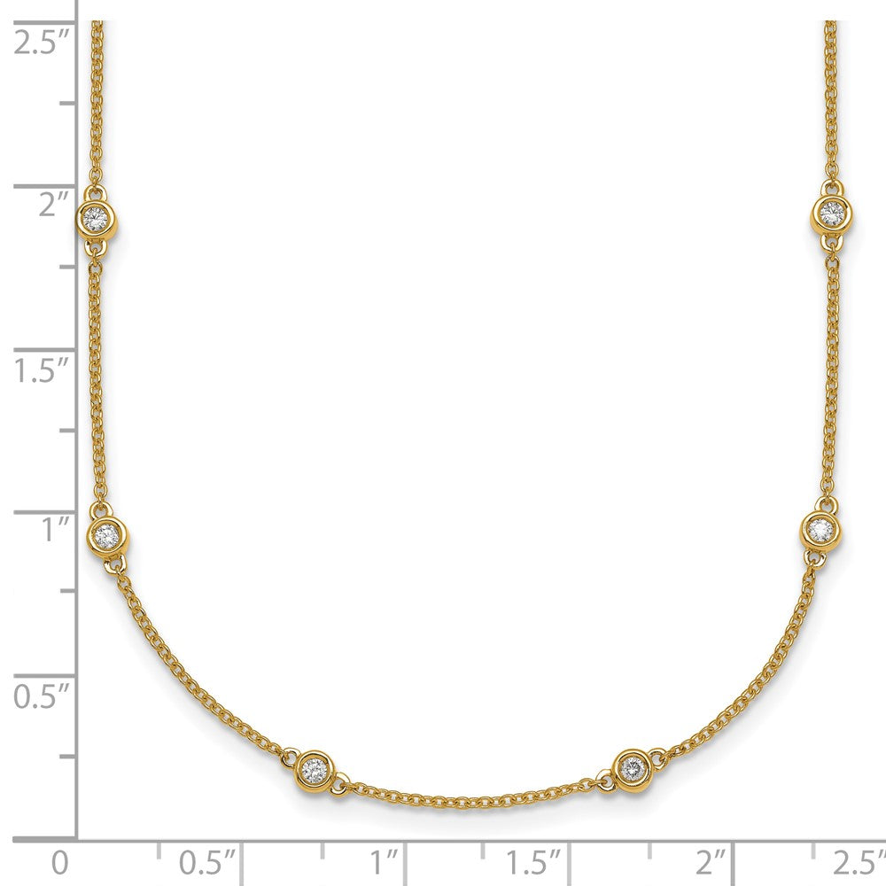 14K Yellow Gold Complete 3/8 carat Bezel-set Diamond and Cable Chain 16-Station 16 Inch Necklace