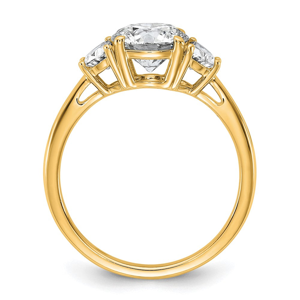 14K Yellow Gold 2 carat Certified Lab Grown Diamond VS+F+ Round Complete Three Stone Engagement Ring