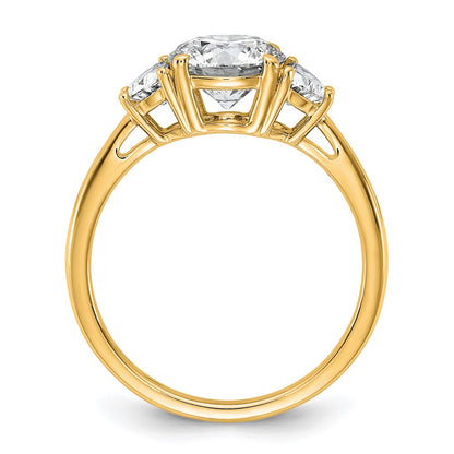 14K Yellow Gold 2 carat Certified Lab Grown Diamond VS+F+ Round Complete Three Stone Engagement Ring