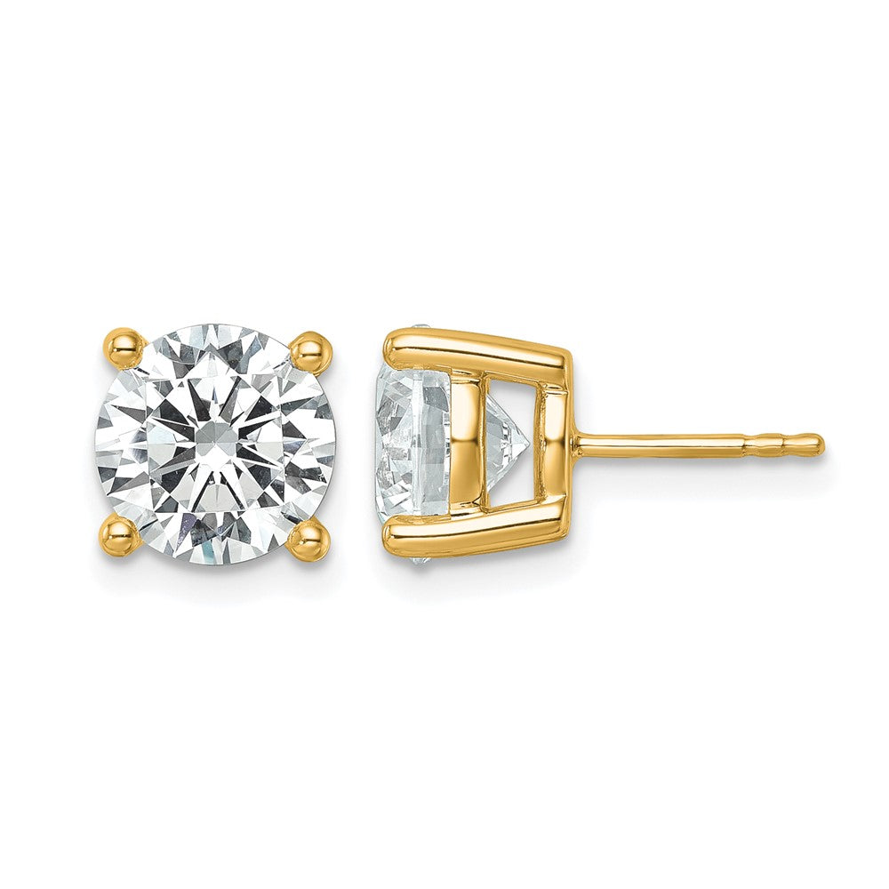 14K Yellow Gold 6 carat Certified Lab Grown Diamond VS+ F+ Round Complete Four Prong Lightweight Stud Earrings