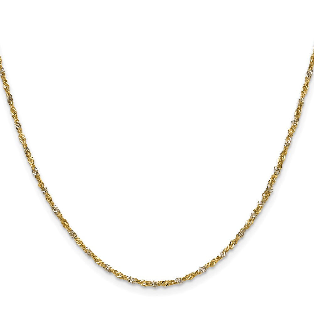 14K Yellow Gold with Rhodium 1.65mm Singapore 20 Inch Chain
