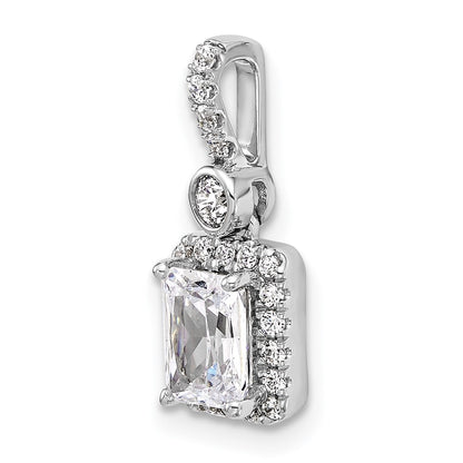 14K White Gold 1 carat Lab Grown Diamond VS/SI+ G+ Radiant Complete Halo Pendant