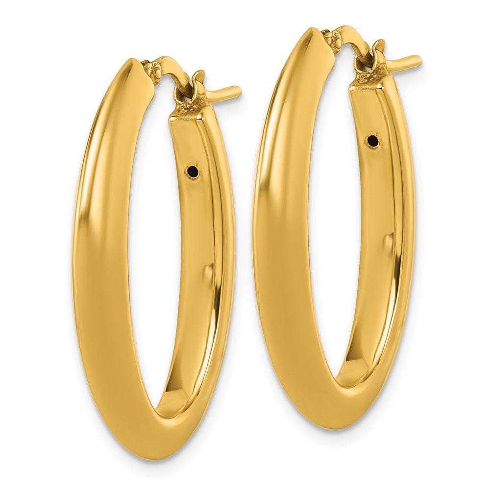 14K Yellow Gold Polished Knife-edge 4mm x 30mm Puffed Oval Hoop Earrings