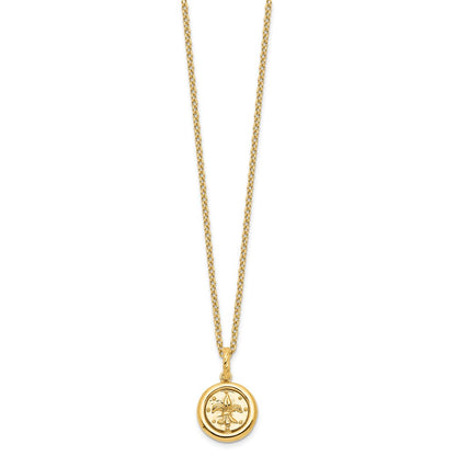 14K Yellow Gold Polished Replica Roman Coin 18in Necklace
