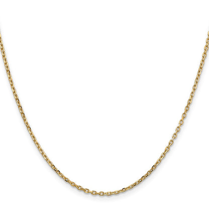 14K Yellow Gold 18 Inch 1.8mm Diamond-cut Round Open Link Cable with Lobster Clasp Chain