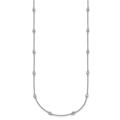 14K White Gold Complete 1/2 carat Bezel-set Diamond and Cable Chain 18-Station 18 Inch Necklace