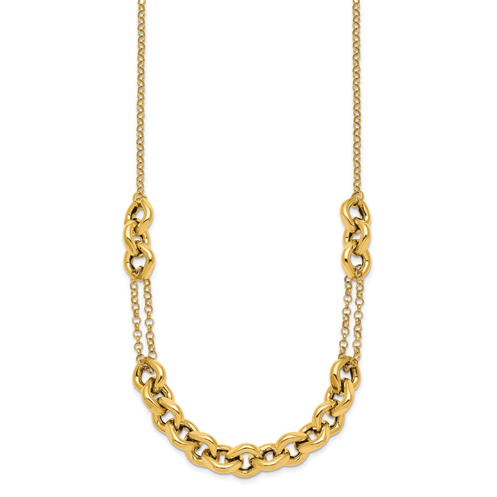 14K Yellow Gold Polished Fancy Multi Link Chain 18 Inch Necklace