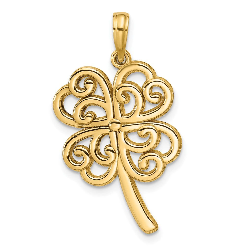 14K Yellow Gold Polished Four Leaf Clover Pendant