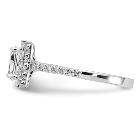 True Origin 14K White Gold 3/4 carat Lab Grown Diamond VS+ F+ Semi-Mount Princess Halo Engagement Ring