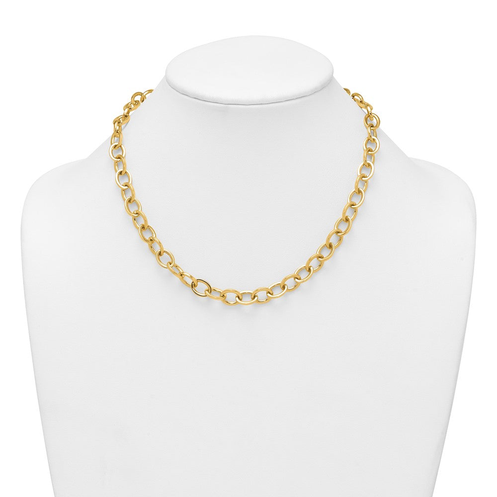 14K Yellow Gold Polished 9mm Round Cable Chain 18 Inch Necklace