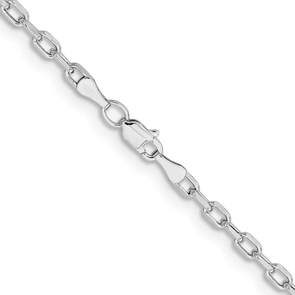 14K White Gold 3mm Semi-solid D/C Open Link Cable 22 Inch Chain